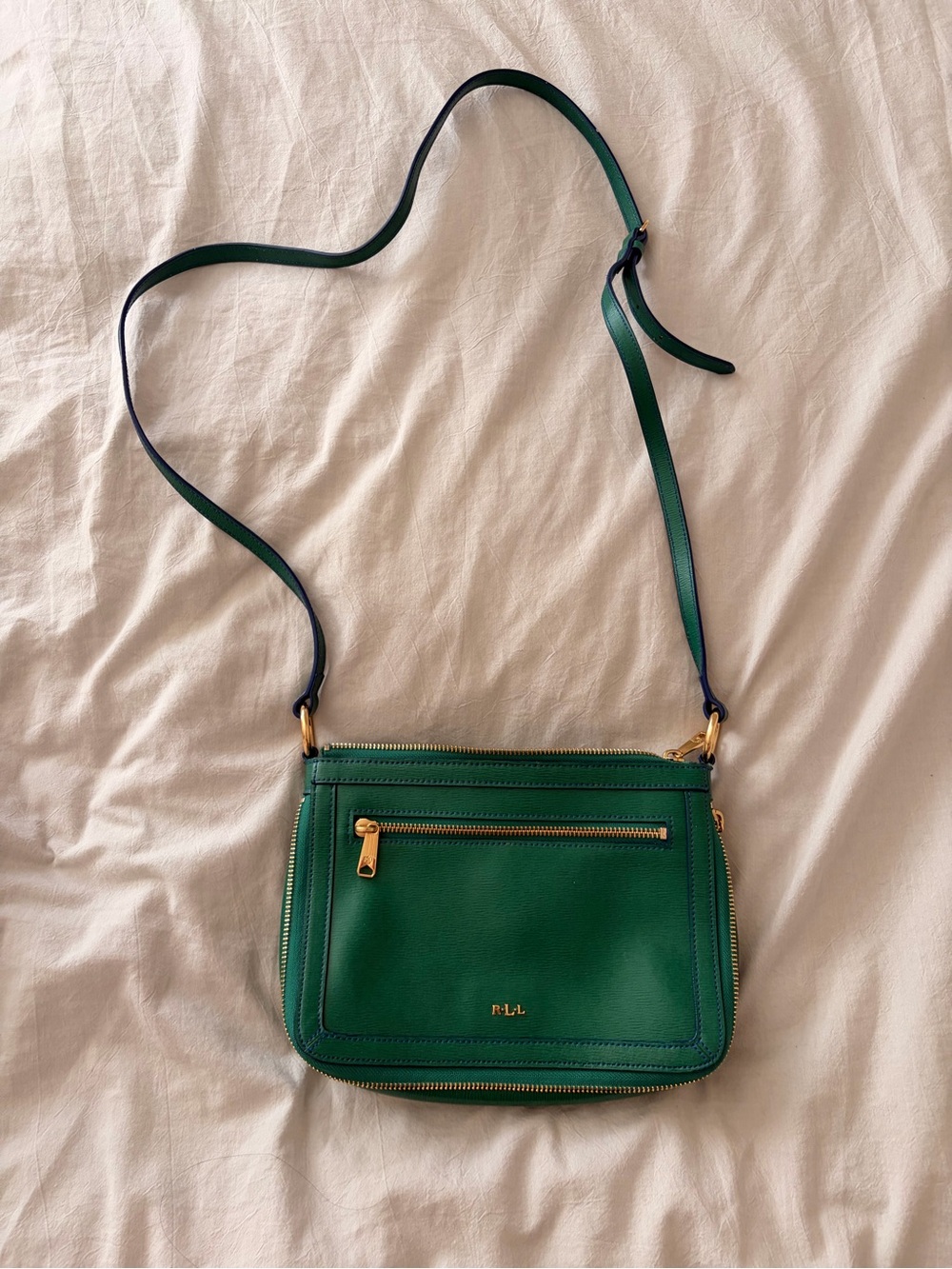 Ralph Lauren Green Leather Crossbody Bag